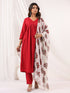 Janasya Women's Maroon Rayon Embellished Mirror Work A-line Kurta Set
